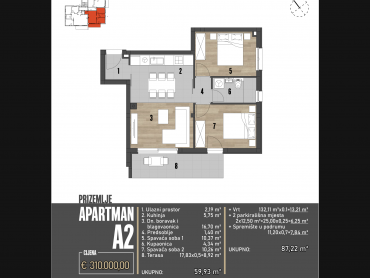 Brodarica - luksuzan dvosoban apartman A2