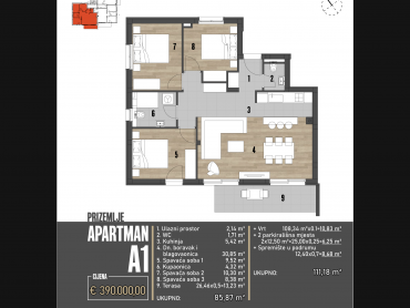 Brodarica - luksuzan trosoban apartman A1