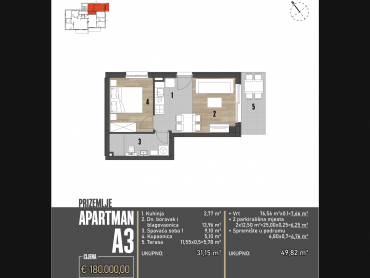Brodarica - luksuzan jednosoban apartman A3